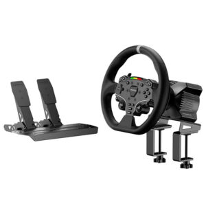 MOZA R3 Racing Wheel and Pedals Bundle for PC, 3.9Nm Direct Drive WheelBase,11-inch ES Lite Steering Wheel,Pedals and Desk Clamp High-Performance Game Racing Simulator for PC User