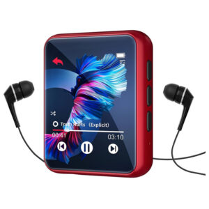 MP3 Player Bluetooth 5.3 Full Touch Screen Color Screen mini MP3 Player, HiFi Lossless Music Player with Speakers, FM Radio, Recording, Support up to 128GB (red)
